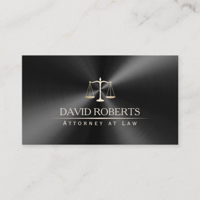 Attorney Lawyer Modern Black & Guld Metallic Visitkort (Framsida)