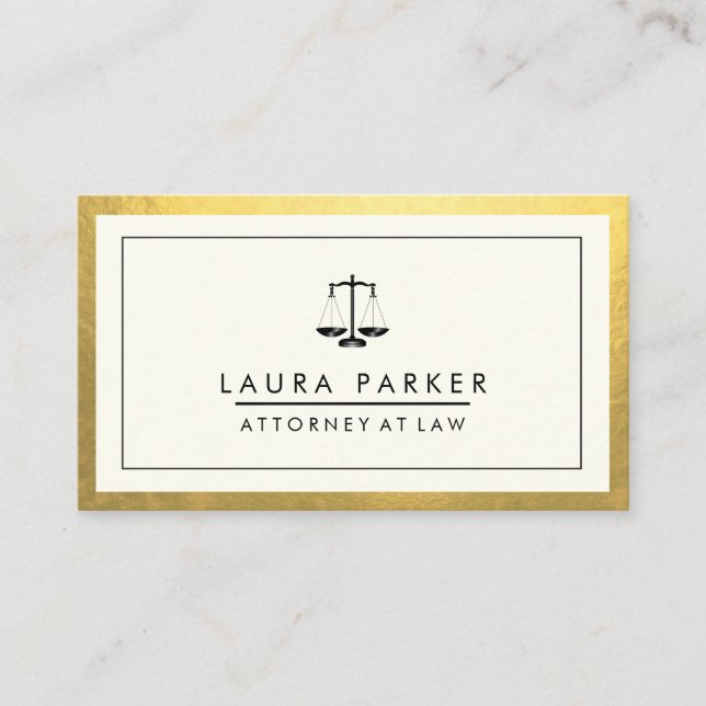 Attorney Legal Lawyer Guld  Professionell  Visitkort (Framsida)