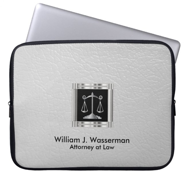 Attorney of Law White Leather Laptop Sleeve (Framsidan)