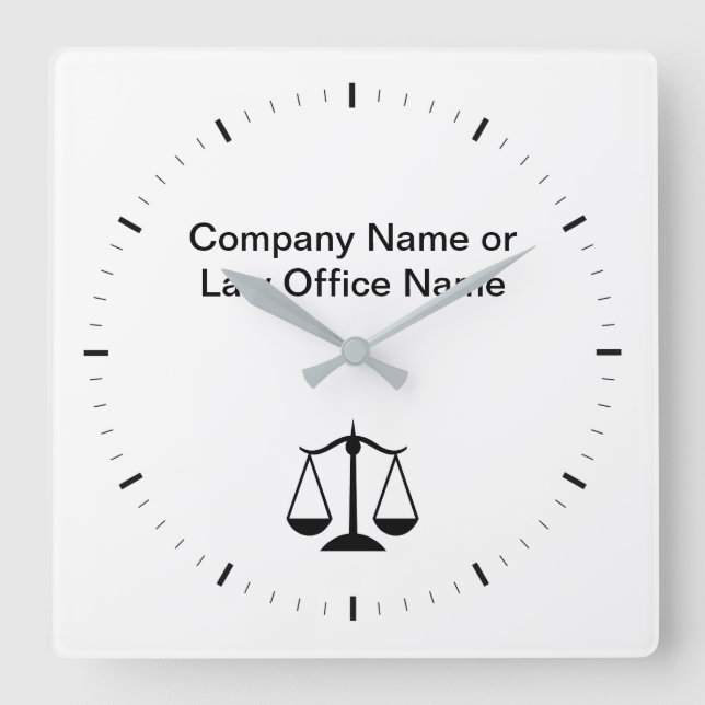 Attorney Office Company Logotyp Clocks Fyrkantig Klocka (Framsida)