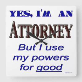 Attorney Powers Funny Office Wall Clock Fyrkantig Klocka