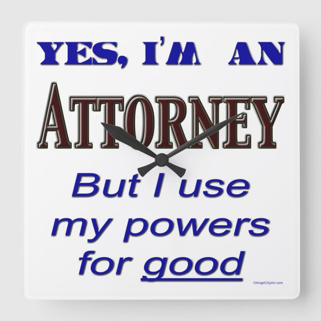 Attorney Powers Funny Office Wall Clock Fyrkantig Klocka (Framsida)
