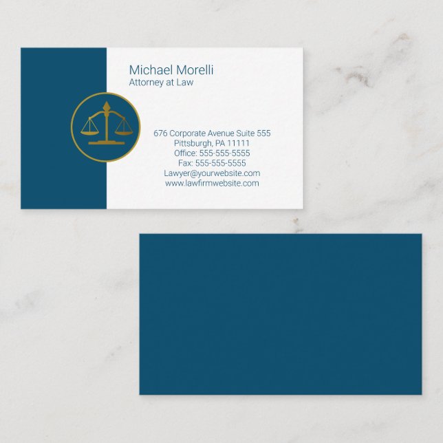 Attorney Professionell Blue | Vit Visitkort (Fram/baksida)
