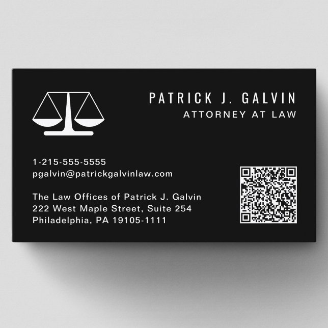 Attorney Professionell QR Code Black Visitkort (Skapare uppladdad)
