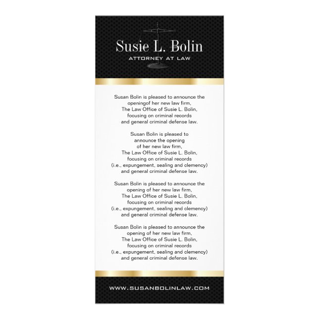 Attorney Rack Card Reklamkort (Framsidan)