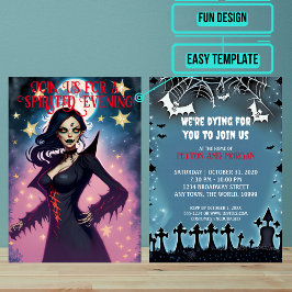 Attractive Female Vampre Halloween fest Inbjudningar