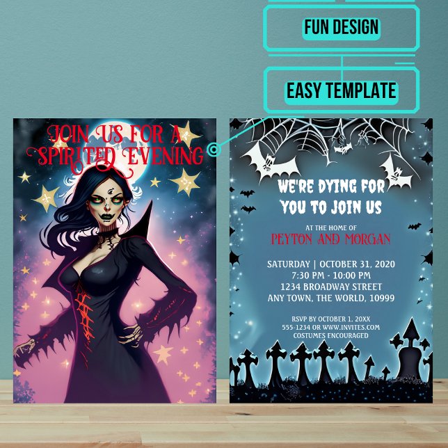 Attractive Female Vampre Halloween fest Inbjudningar (Use these awesome invitations to get your guest in the mood right away. )