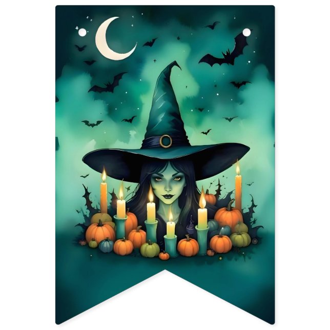 Attractive & Mystical Halloween Witch Conjures Vimplar (Tredje flaggan)