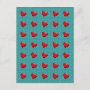 Attractive Red Hearts Grått Blue Pop Art Postcard Vykort