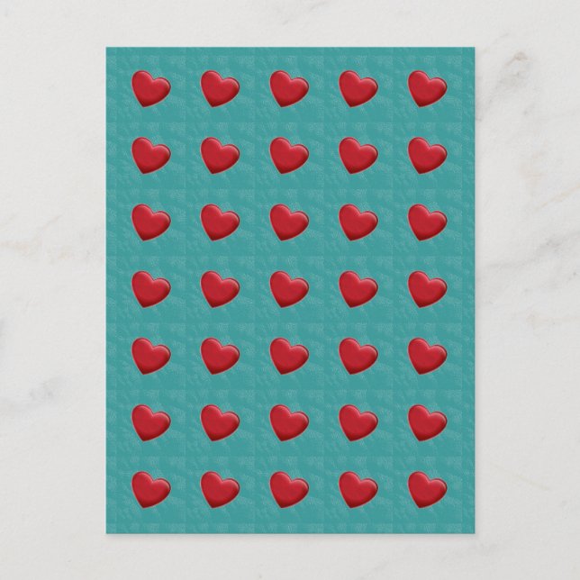 Attractive Red Hearts Grått Blue Pop Art Postcard Vykort (Framsida)