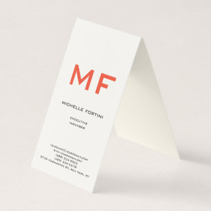 Attractive Red Monogram Cream Minimalist Plain Visitkort