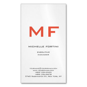 Attractive Red Monogram Cute Minimalist Plain Magnetiska Visitkort