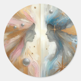 Attraktion Abstrakt Impressionism Art Sticker Runt Klistermärke