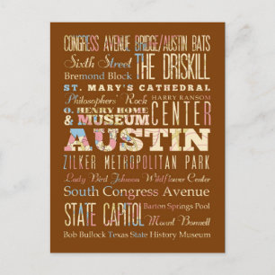 Attraktion & Berömd Ställe av Austin, Texas. Vykort