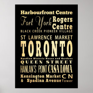 Attraktion & Berömd Ställe av Toronto, Ontario Poster