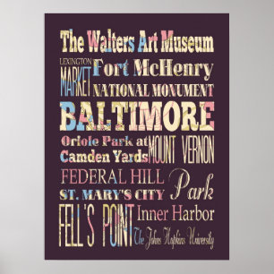Attraktion & Berömd Ställe Baltimore, Maryland Poster