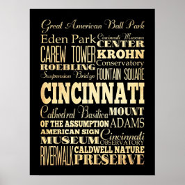 Attraktion & Berömd Ställe Cincinnati, Ohio Poster