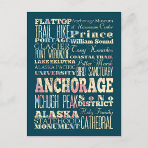 Attraktion & Berömd Ställe i Anchorage, Alaska. Vykort