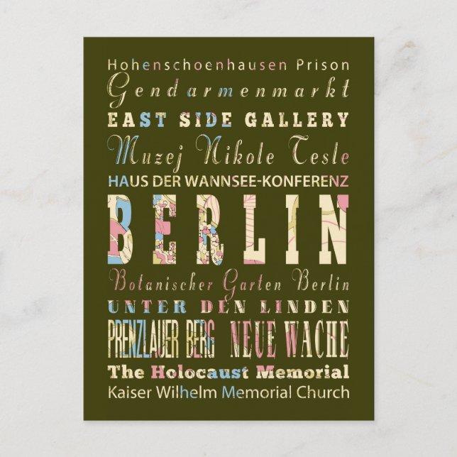 Attraktion & Berömd Ställe i Berlin,Tyskland. Vykort (Framsida)