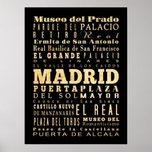 Attraktion & Berömd Ställe i Madrid, Spanien Poster