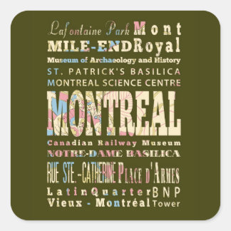Attraktion & Berömd Ställe i Montreal, Quebec. Fyrkantigt Klistermärke