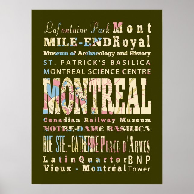 Attraktion & Berömd Ställe i Montreal, Quebec. Poster (Framsidan)