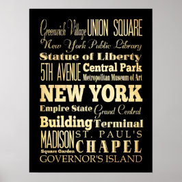 Attraktion & Berömd Ställe i New York, New York Poster