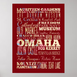 Attraktion & Berömd Ställe i Omaha, Nebraska Poster