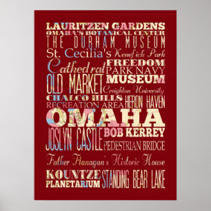 Attraktion & Berömd Ställe i Omaha, Nebraska Poster