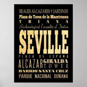 Attraktion & Berömd Ställe i Sevilla, Spanien Poster