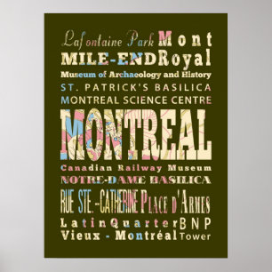 Attraktion & Berömd Ställe Montreal, Quebec Poster