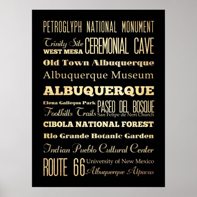 Attraktion & Berömd Ställe of Albuquerque, N.M. Poster (Framsidan)