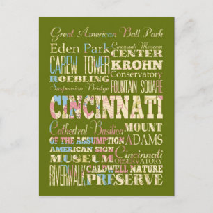 Attraktion & Berömd Ställe of Cincinnati, Ohio. Vykort