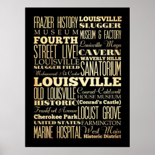 Attraktion & Berömd Ställe of Louisville,Kentucky Poster