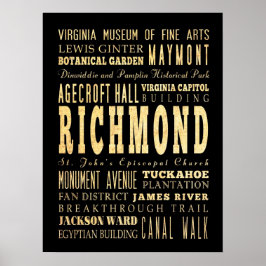 Attraktion & Berömd Ställe of Richmond, Virginia Poster