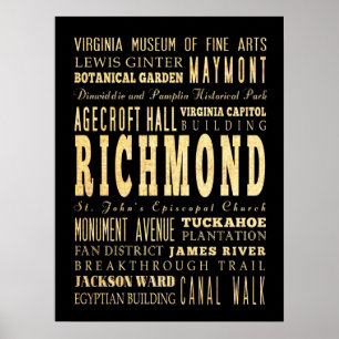Attraktion & Berömd Ställe of Richmond, Virginia Poster