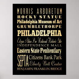 Attraktion & Berömd Ställe Philadelphia, PA Poster