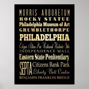 Attraktion & Berömd Ställe Philadelphia, PA Poster