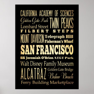 Attraktion & Berömd Ställe San Francisco, CA Poster