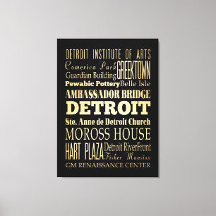 Attraktioner & berömd ställen av Detroit, Michigan Canvastryck
