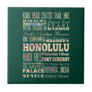 Attraktioner & berömd ställen av Honolulu, Hawai Kakelplatta