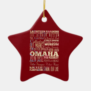 Attraktioner & berömd ställen av Omaha, Nebraska Julgransprydnad Keramik