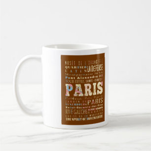 Attraktioner & berömd ställen av Paris, France. Kaffemugg