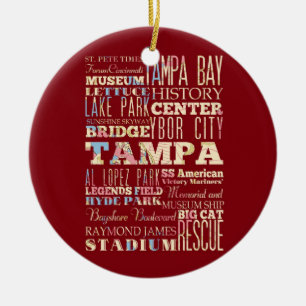 Attraktioner & berömd ställen av Tampa, Florida. Julgransprydnad Keramik