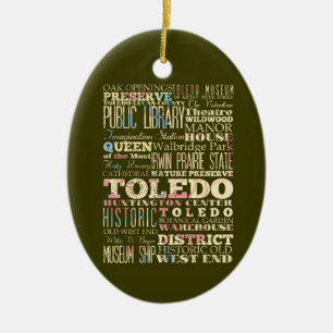 Attraktioner & berömd ställen av Toledo, Ohio. Julgransprydnad Keramik