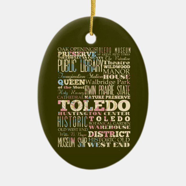 Attraktioner & berömd ställen av Toledo, Ohio. Julgransprydnad Keramik (Framsidan)