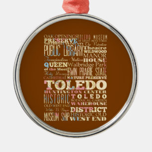 Attraktioner & berömd ställen av Toledo, Ohio. Julgransprydnad Metall