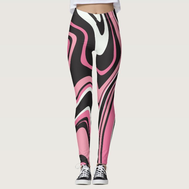Attraktiv agate marble l Rosa och svart Exercise Leggings (Framsida)