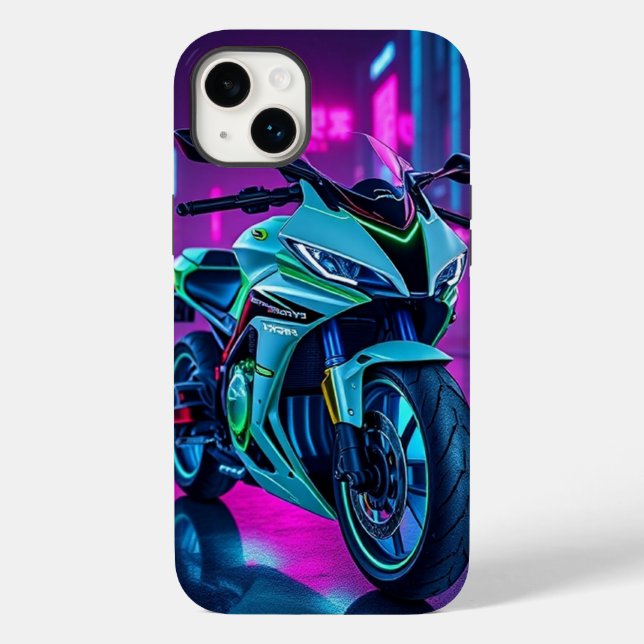 Attraktiv Bike med Neon Street Lighting - Mobile (Baksida)