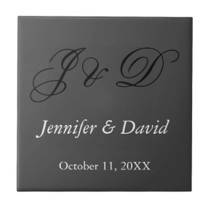 Attraktiv kalligrafi-skript Monogram Bröllop Kakelplatta